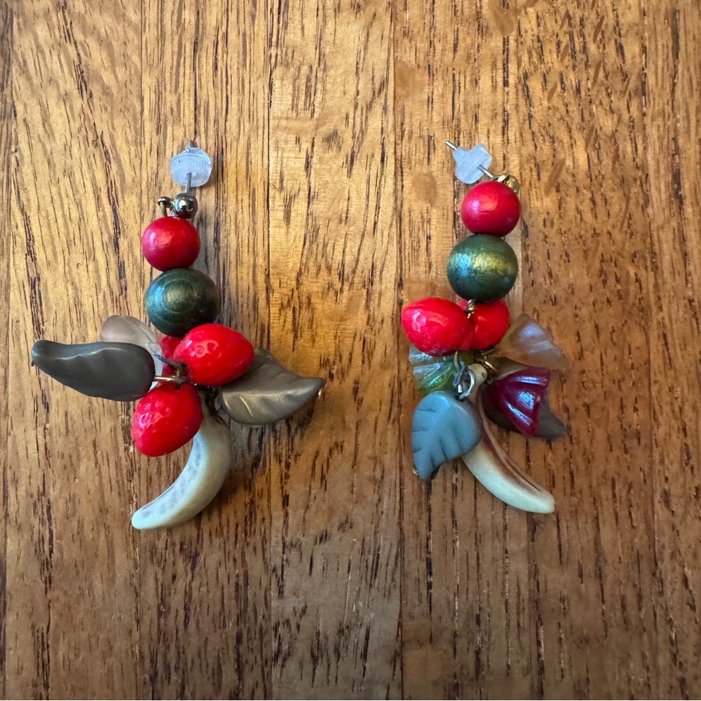 Fruit-themed pierced/stud dangling earrings